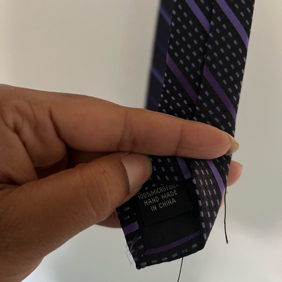 Michael Kors purple and Black Striped Tie #office - Picture 3 of 4